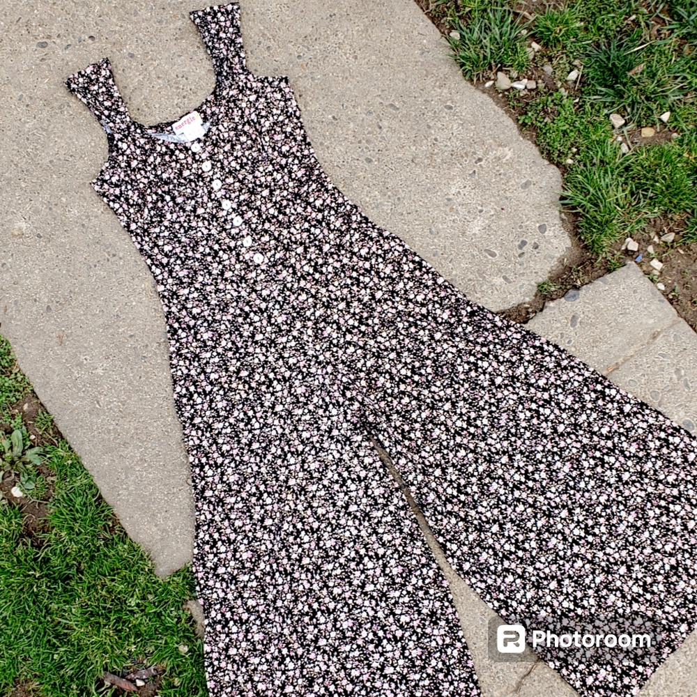 SOLD Vintage 90s y2k ditsy floral print flared romper jumpsuit - Picture 1 of 13